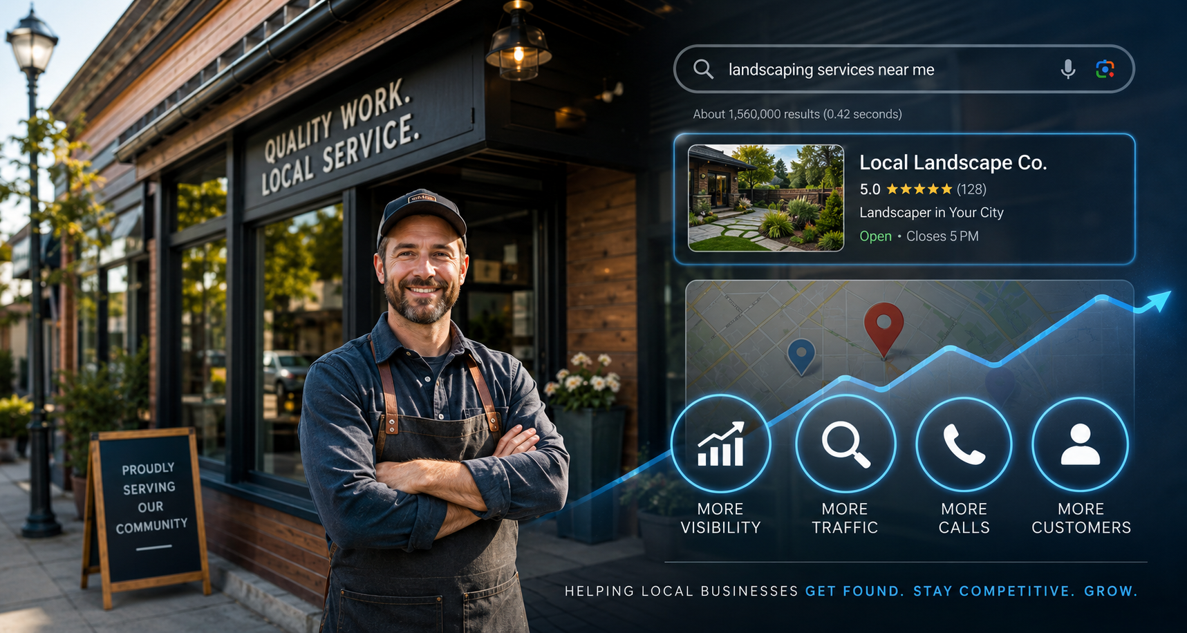 Local business visibility through search engine optimization and local SEO